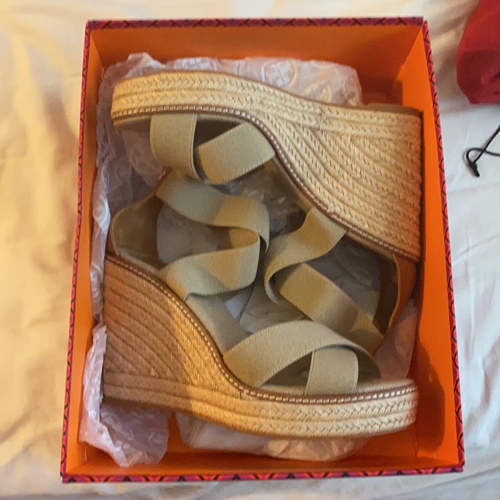 New Tory Burch Frieda Espadrille Wedge Sandal